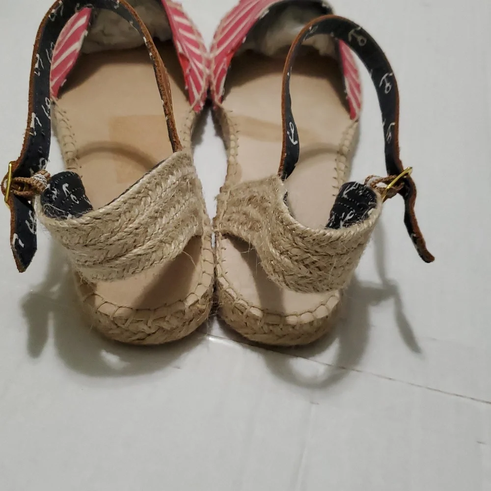 Sperry Hope Top Sider Striped Red Jute Straps Nautical Espadrille Sandals 11M